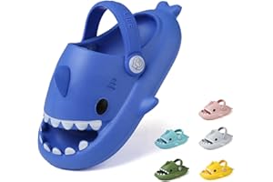 GUUMOR Kids Shark Slides, Shark Slippers for Kids Boys Girls, Cloud Pillow Slides with Thick Sole, Soft, Non-slip