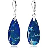 TALYKONG Green/Red/Blue/Colourful Stone Dangle Earrings for Women Teardrop Leverback Earrings