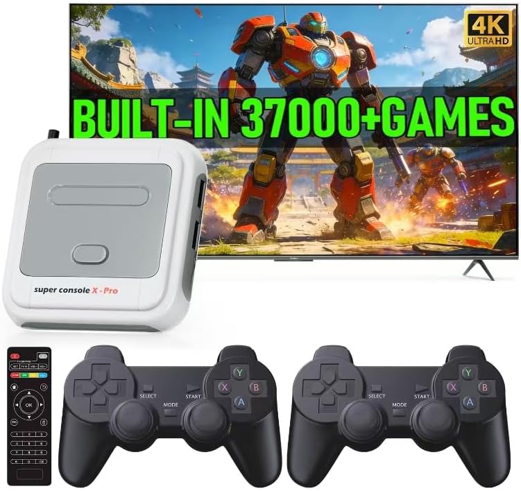 XIXIMENG Super Consola Retro 4K – 51,000 Juegos Y 50 Emuladores, Con 2 Mandos Inalámbricos Y 256GB