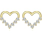 10k Gold 0.15 ct Lab Grown Diamond Heart Stud Earrings for Women, Love Jewelry Gifts for Her