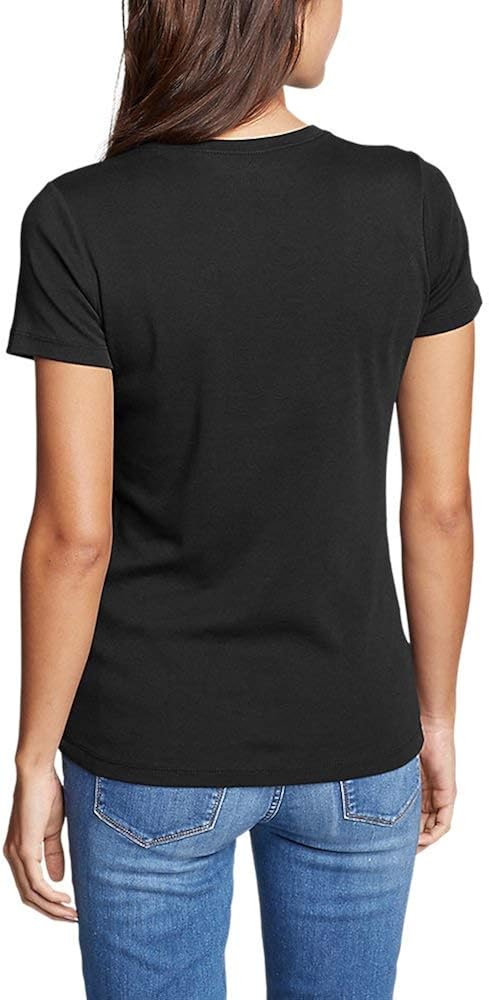 Eddie Bauer Women's Favorite Short-Sleeve Crewneck T-Shirt, Black Regular L at  Women’s Clothing store