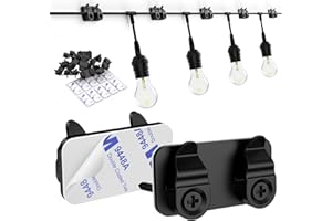 FALDAA Hooks for Outdoor String Lights Clips, 50Pcs Heavy Duty Light Hook with Waterproof Adhesive Strips, Outside Black Cord Holders for Hanging Christmas Lighting, Outdoors Sticky Clip
