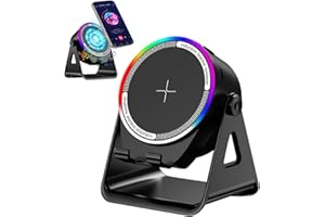 NIIFAWH Speaker, 4-in-1 Induction Speaker & RGB Light Stand Multi-Functional Phone Stand Instant-Connect Stereo Sound, 360° A