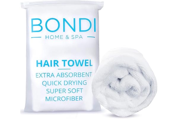Bondi SPA Microfiber Hair Towel – Dries Hair 50% Faster – Perfect for Curly Hair & Anti-Frizz – Super Absorbent & Soft - XL (