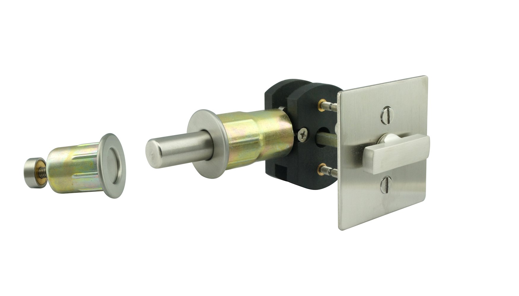 INOX EC1314-BD4214-19G 2-1/4" BS TT14 Turn Barn Door Privacy Lock Rose, Graphite Black, 2.25" Square Face