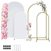 HEMMOTOP Arch Backdrop Stand with Cover Set, White, 7.2ft and 6ft, 2-Pack | Includes 2 Stretchy Spandex Covers, Tool-Free Install, Ideal for Wedding, Birthday, Baby Shower, Graduation, Halloween
