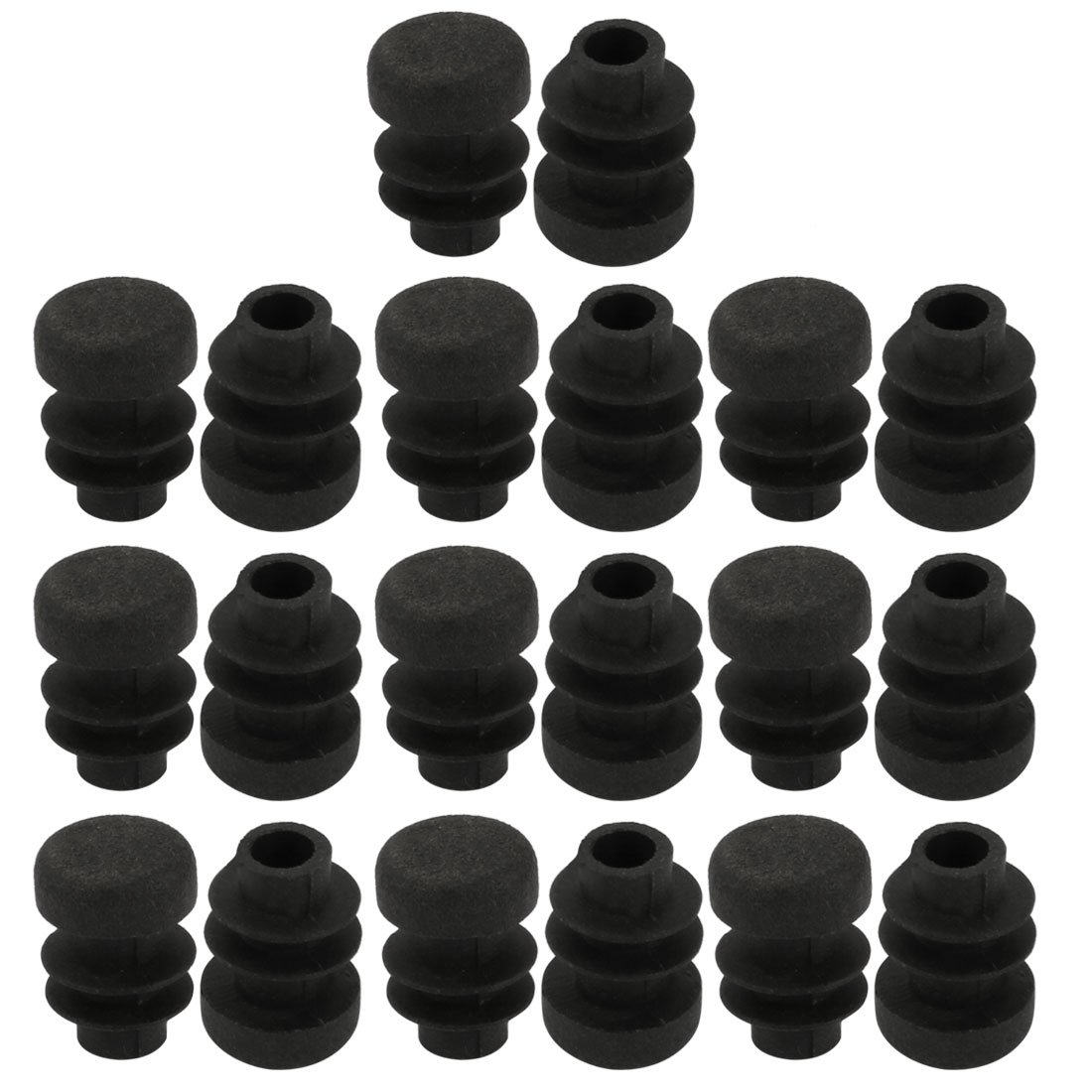 sourcingmap 20pcs 12mm Diameter Tube Insert Chair Leg Cap Round Black Plastic Tubing Plug