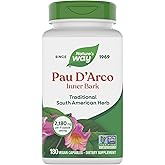 Nature's Way Pau d'Arco Inner Bark, Traditional South American Herb, 2,180 mg per 4-Capsule Serving, Non-GMO Project Verified, 180 Capsules (Packaging May Vary)