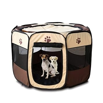 PETS EMPIRE Portable Folding Exercise Kennel Puppy Cat Playpen Cage Crate for Indoor and Outdoor Use (Colour May Vary, 26 Dia x 19 Inch H, Small)