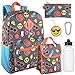 Boy's 6 in 1 Backpack Set With Lunch Bag, Pencil Case, Bottle, Keychain, Clip (Emoji)