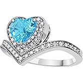 PCY 14K Gold Plated Rings,Ocean Heart Gold Rings for Women,Blue Diamond with Gold Rings,Blue Heart Promise Eternity Rings for Women to Wear Daily.