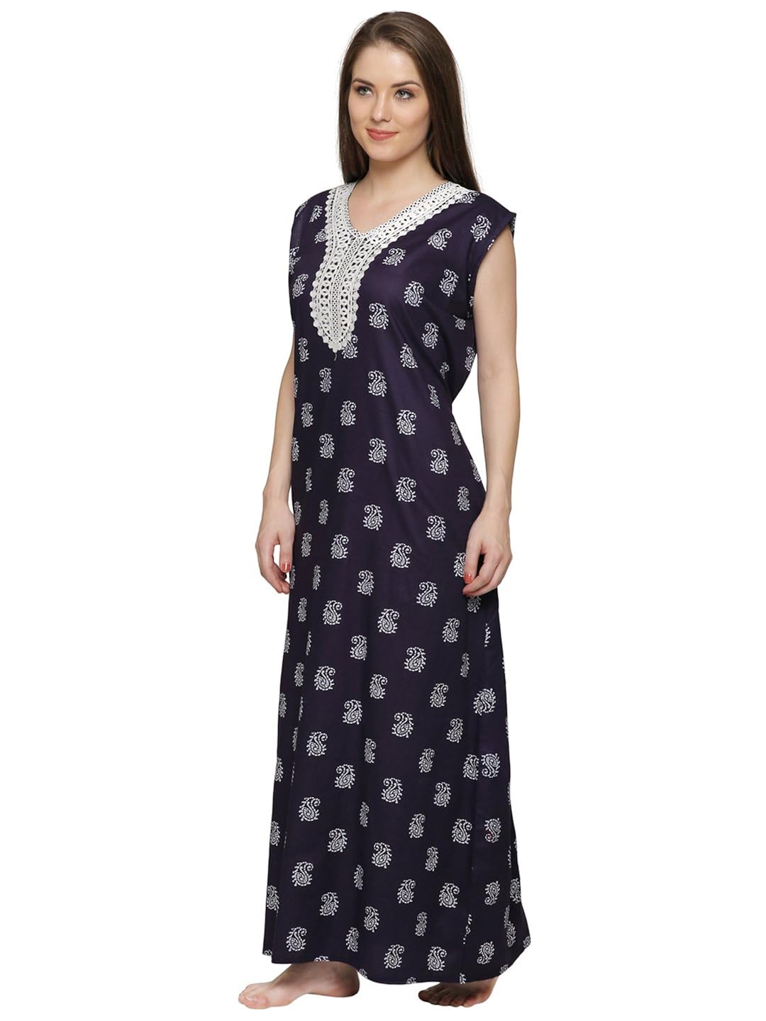 secret wish women's printed cotton nighty