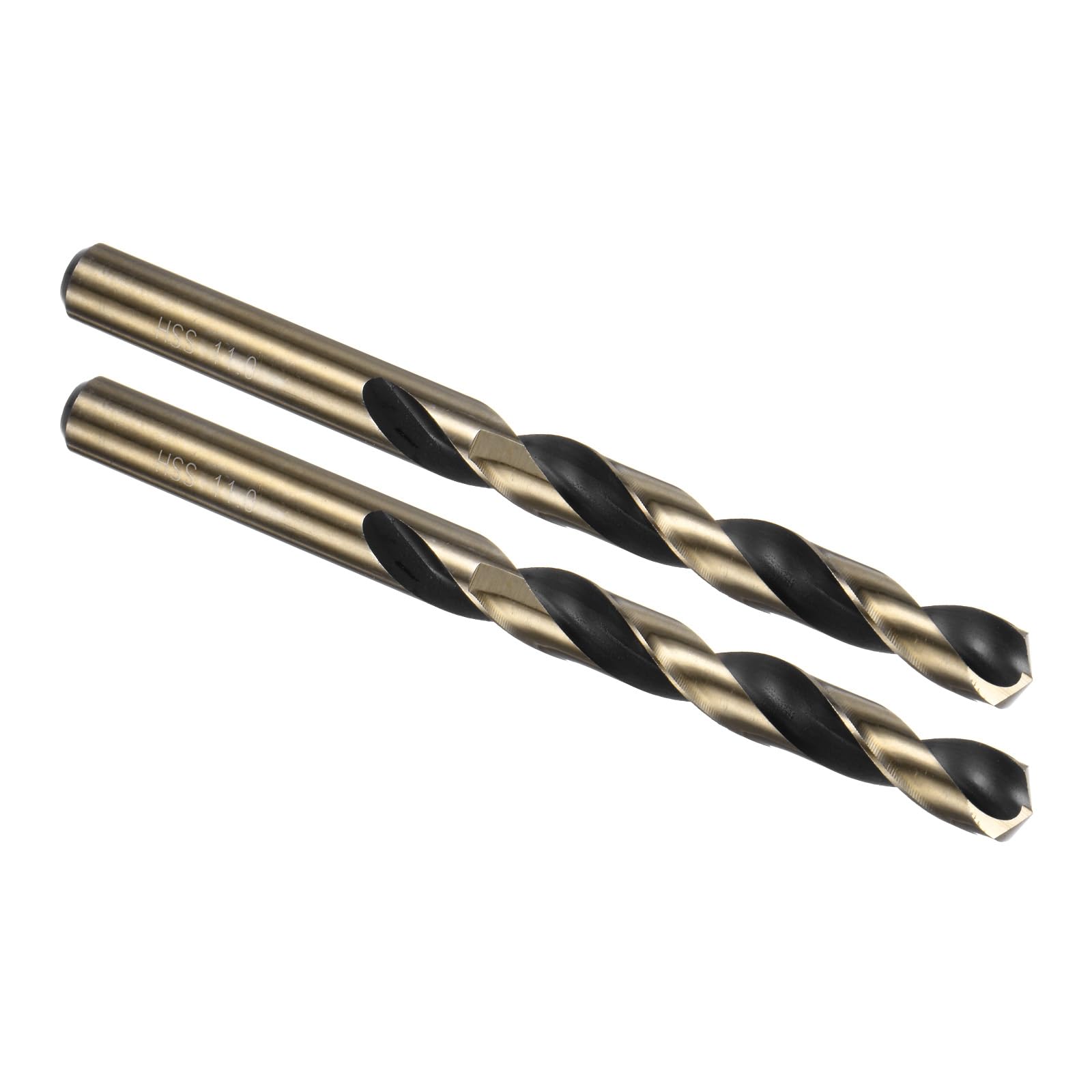 Kozelo 2PCS Twist Drill Bit - [11mm/0.43"] Titanium Nitride High-Speed Steel Round Shank Jobber Bit Set Black Gold for Metal Wood Plastic Steel Use, 90mm / 3.54" Blade Length — image 1