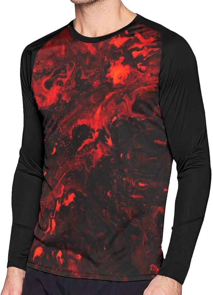 Red Blood Splatter Long Sleeve T-Shirt Causl Shirts Contrast Color