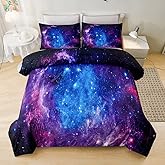 Helloosuu Galaxy Bedding Twin,Girls Purple Comforter Sets,Twin Size Comforter Set for Boys Kids,Teen Girl Bed Set,Space Bedding,Kids Bed Set for Girls