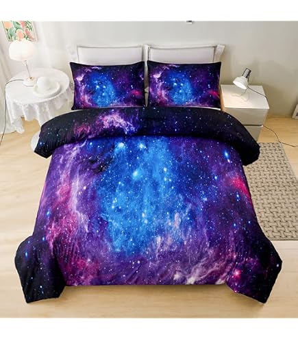 NINENINE Galaxy Comforter Set – Twin Purple Space Bedding, Soft Microfiber - View #5