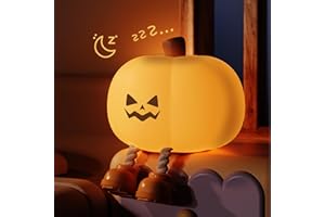 Eiaoiusia 1Pack Children's Night Light Halloween, Decorative Light, 3 Mode Pumpkin Night Light, Rechargeable LED Touch Food Grade Silicone, Nursery Baby Room, Best Gift