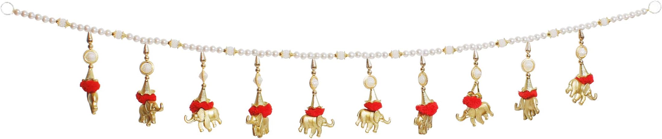 The StoreKing Diwali Handmade Colorful Door Hanging Window Valance Toran with White Pearls Home Festive Decorations