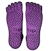 BLKWHT 4 Pairs Cotton Yoga Socks with Non Slip Grips Pilates Socks, Barre, Five fingers Full Toe Ankle High Breathable comfortable Stretchable ( Black Purple Pink Gray)