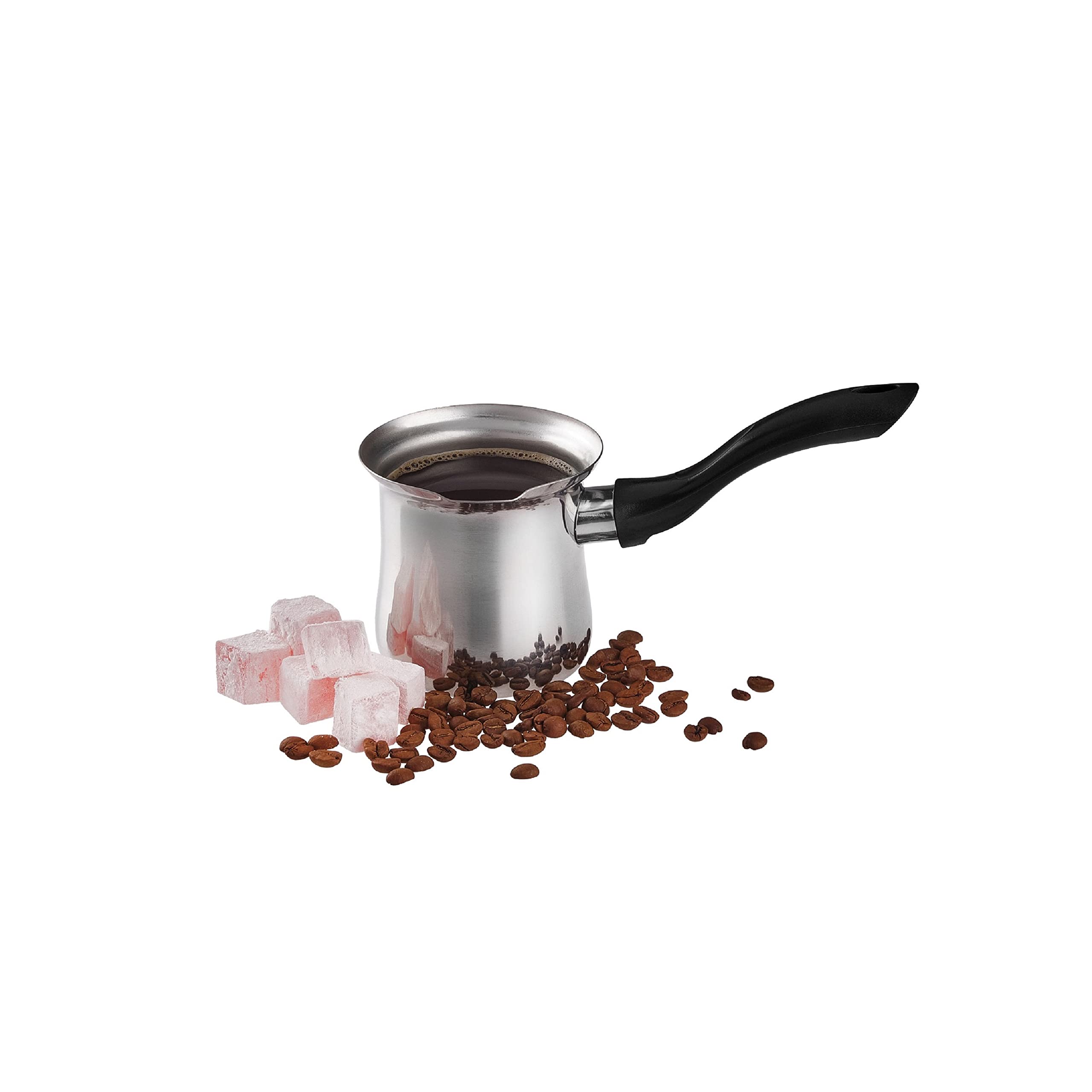 DESTALYA Turkish Coffee Pot | Stainless Steel Coffee Maker | Butter Milk Warmer Sauce | Small Hot Pot for Stove top (Coffee Pot Black)