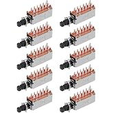 uxcell Push Button Switch 4PDT 12 Pin 1 Position Self-Locking Black 10pcs