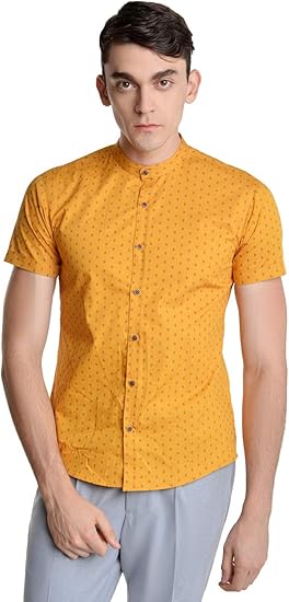 camisa color mostaza para hombre