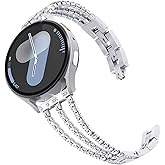 Surace Compatible Galaxy Watch 7/6/5/4 Band 40mm 44mm, Women's Bling Diamond Rhinestone Link Bracelet for Samsung Watch 7/FE/6/5/4, Silver