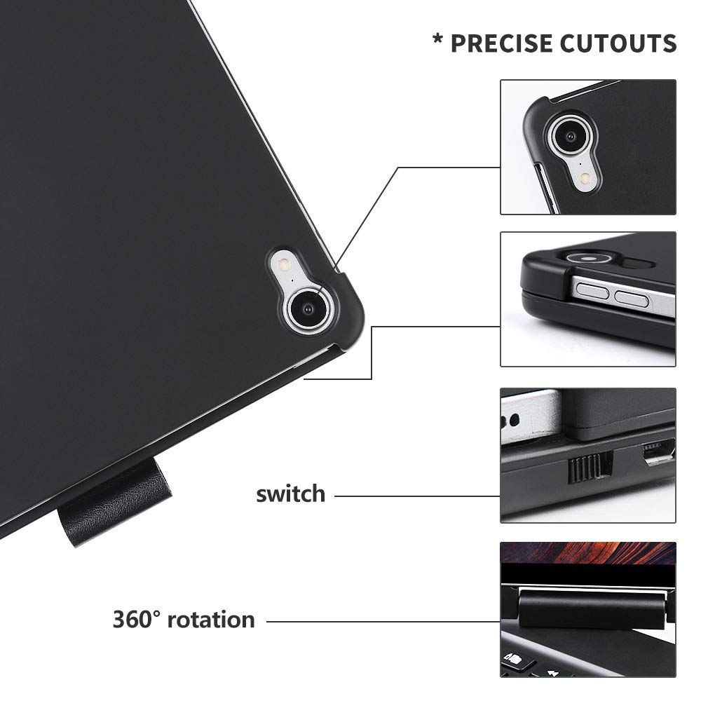 Keyboard Case for iPad Pro 11 inch, 7 Colors Backlit Wireless Keyboard Case, Folio Smart 360 Rotate Stand Cover, iPad Pro 11 Keyboard Case,Black