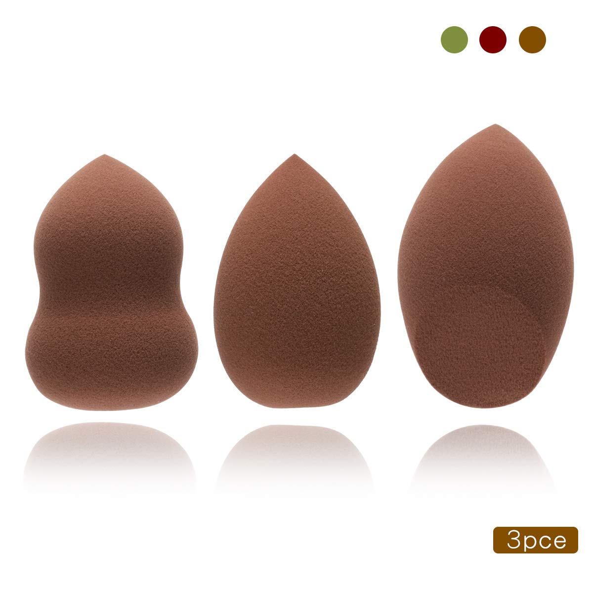 Makeup Sponge,Beauty Sponge blender set, Latex Free Soft and Cosmetics Foundation Blending Sponges-For Powder,Cream or Liquid Application Multi-color,and Saving Money Makeup Sponges(3PCS) (brown)