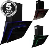 SIA 90cm Black Glass Angled Kitchen Cooker Hood with LED Mood Lighting view 9