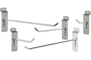 SSWBasics Slatwall Hook Bundle - 50 Chrome Slat Hooks (2",4",6",8",10")