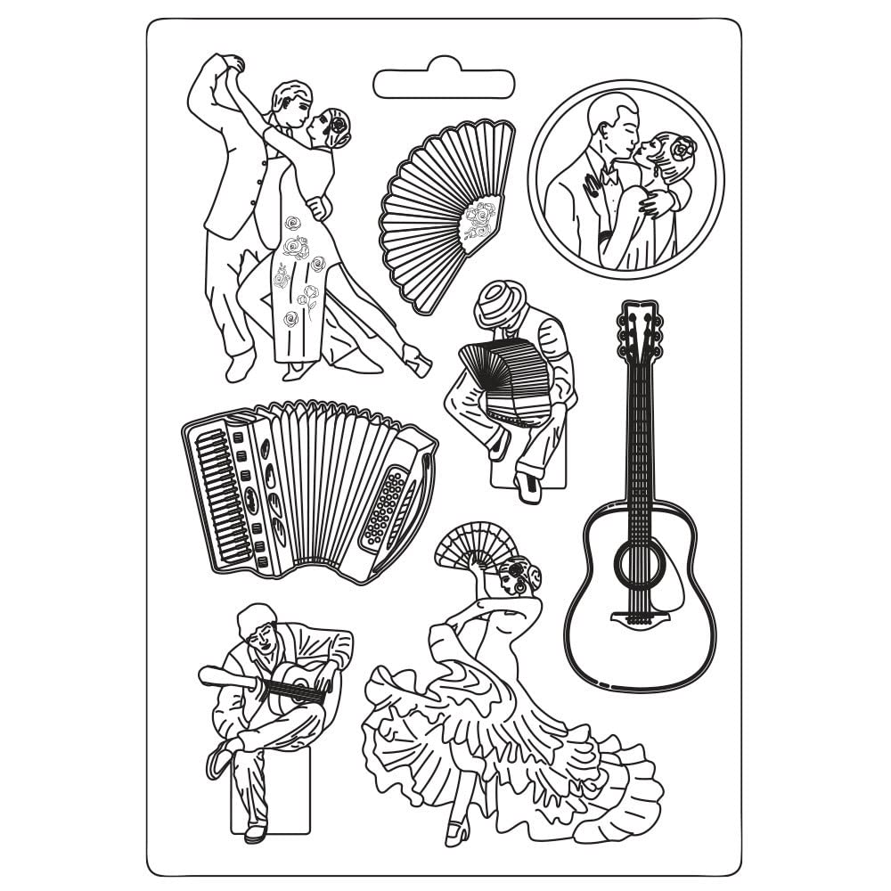 Stamperia International Stamperia-Soft Mould-Desire-Elements, White, A4