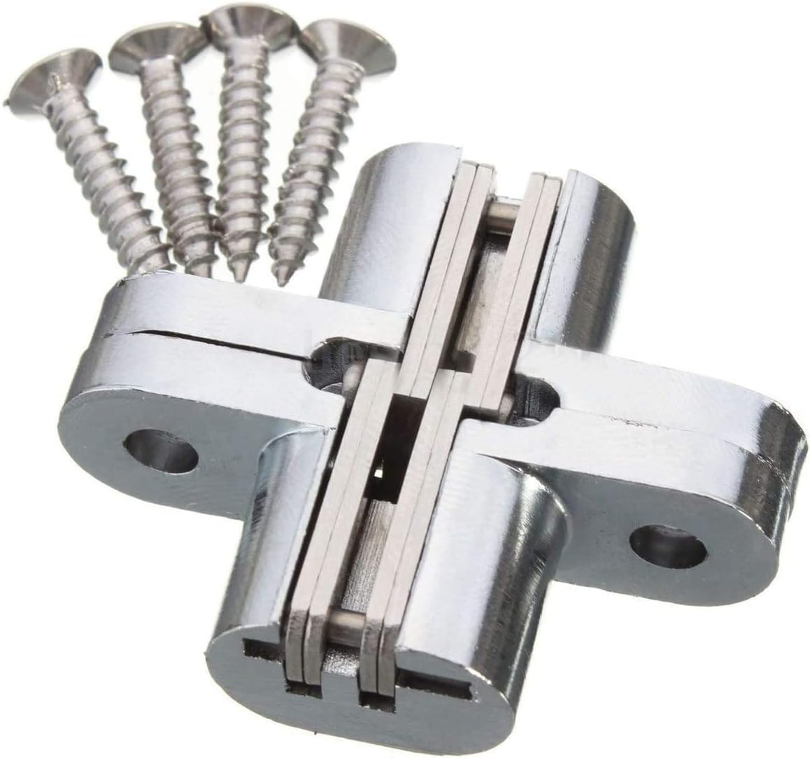 Pair of 44mm Hidden Cabinet Hinge Stainless Steel Invisible Door Hinges Concealed Barrel Wooden Box Leaf Height 1-3/4'' - Image 3