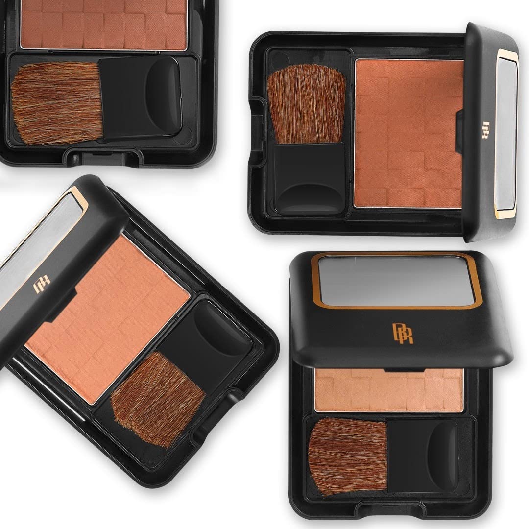 Black Radiance Pressed Powder, Pigment-Rich Matte Finish for Dark Skin Tones, Oil-Absorbing Compact with Mirror & Sponge - Rich Mahogany