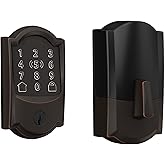 Schlage Encode Plus WiFi Deadbolt Smart Lock with Apple Home Key, Keyless Entry Door Lock with Camelot Trim in Aged Bronze, B