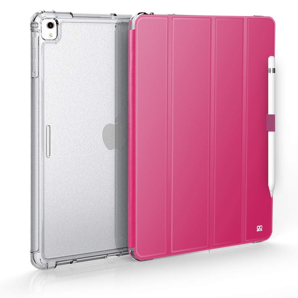Case for iPad 10.2 Inch 2019 (7th Gen) - Shockproof Cover + Smart Cover, Triple Folding Stand - Shockproof Protective Cover with Automatic Sleep/Wake + Pencil Holder + Removable Front Cover - Pink