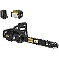Caterpillar DG631 60V Brushless 18” Chainsaw, Battery Chainsaw with Chain Brake for Safety, Electric Chainsaw Cordless with Tool-Free Chain Tensioning – Battery & Charger Included