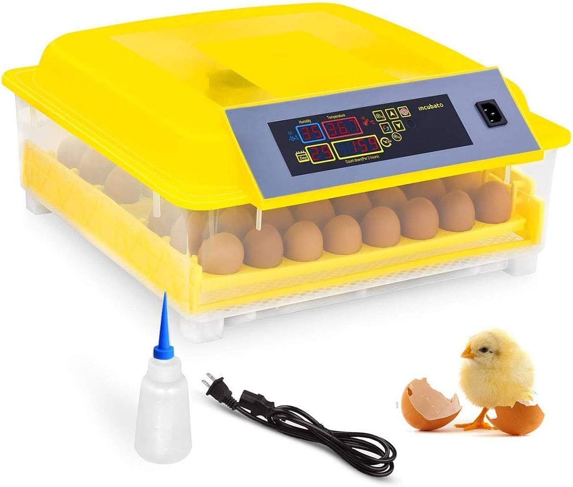 Currens Egg Incubator for Hatching Chicken Duck Goose Quail Fertilized Eggs with Automatic Turning Poultry Hatcher,Temperature Humidity Control 80W US Plug[US STOCK]
