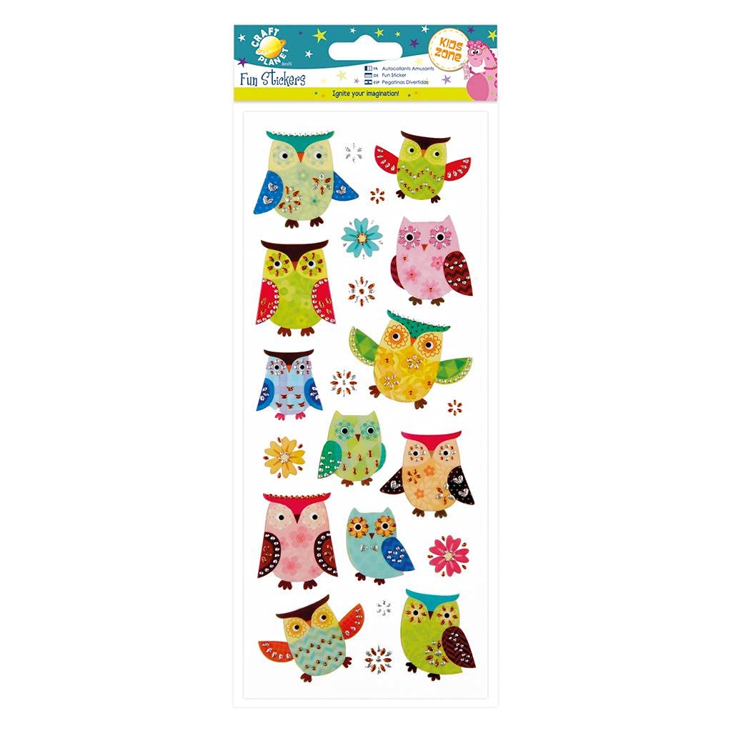 Craft Planet Fun Stickers, Glitter Owls, for Young Crafters Collection, Posters, Card Making, Scrapbooking, Party Bag Fillers, Books, Reward Charts, Invites, Crafts