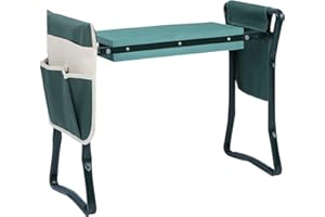 Stonehomy Foldable Garden Kneeler and Seat Heavy Duty, Lightweight Sturdy Gardening stools and kneelers Wide with 2 Tool Pouches for Seniors, Padding Kneeling Bench for Gardening, Green