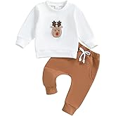 Lucikamy Toddler Baby Boy Girl Christmas Outfits Print Long Sleeve Tops Jogger Pants Sets Infant Xmas Fall Winter Clothes