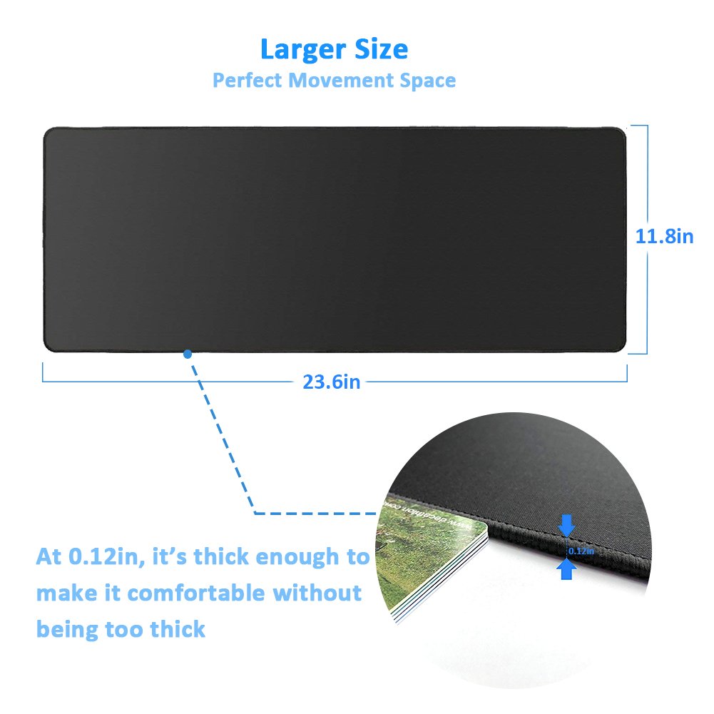 Gaming Mouse Pad Large Extended Mat with Nonslip Base Waterproof for Computers (Black, XXXL)