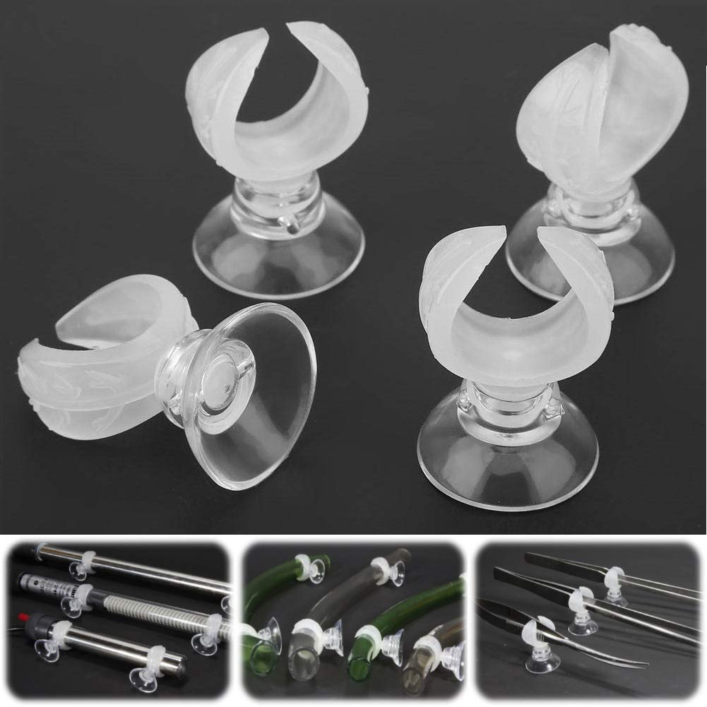 Pssopp Aquarium Fish Tank Hose Clamp Suction Cup Clips Airline Tube Holders Clamps(Inner Dia 14.6mm-White)