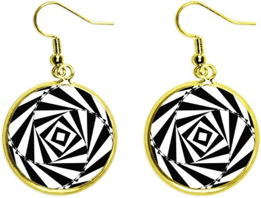 Optical Illusion Art Deco Gift Fashion Ear Dangle Golden