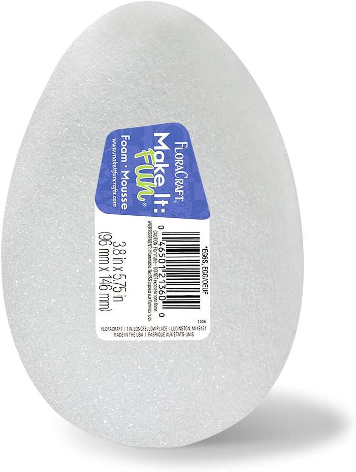 Swan FloraCraft EG5S/24 Styrofoam Eggs 4 7/8Inchby3 1/2Inch Egg