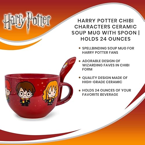Silver Buffalo Harry Potter Chibi Characters 24-Ounce Ceramic Soup Mug With  Spoon | Bowl For