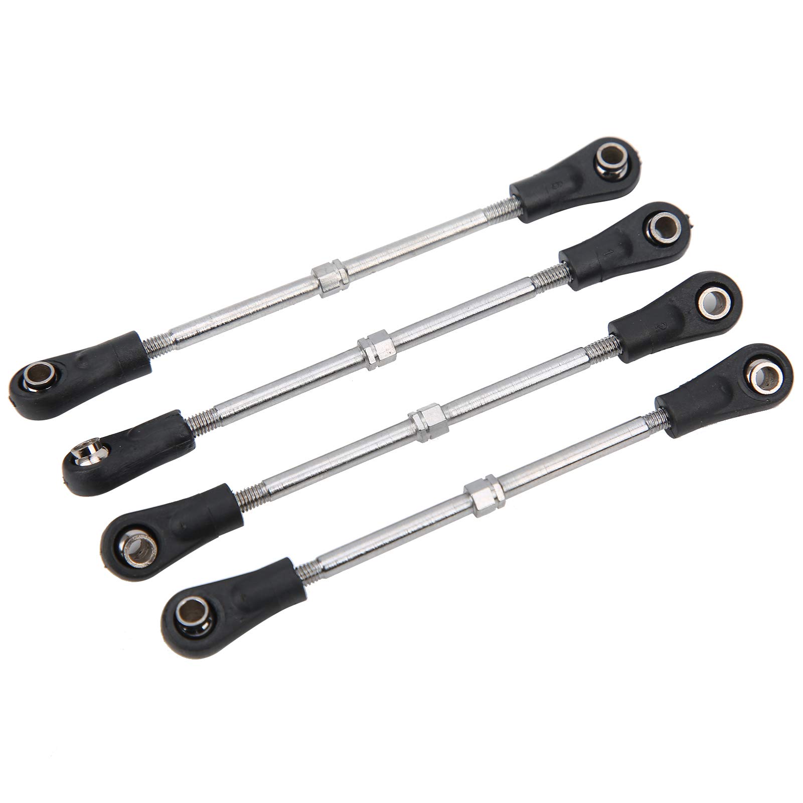 Bnineteenteam Steering Link Rod, 4 Pcs Black Steering Linkage Rod Adjustable Fit for Trunk/Racing Truck 1/10 RC Modeld6