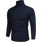 Poriff Men's Casual Slim Fit Basic Tops Knitted Lightweight Turtleneck Pullover Sweater