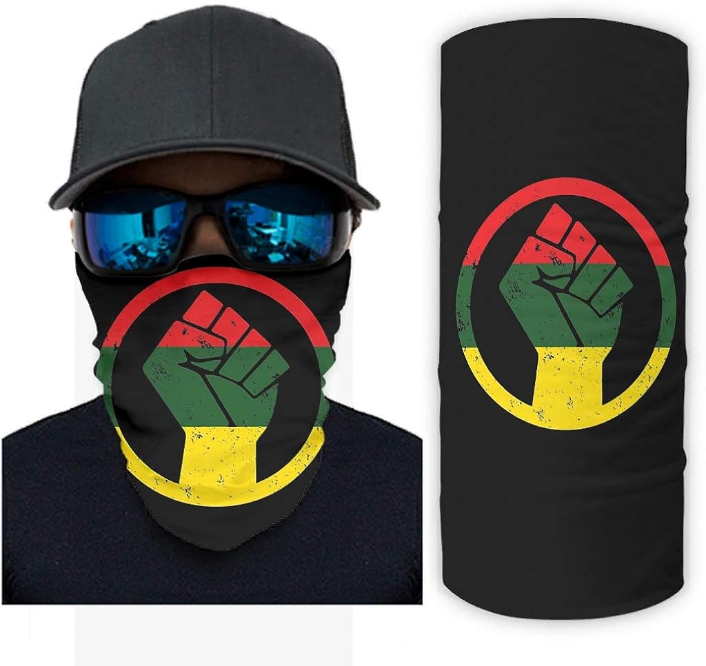 Black Power Raised Fist Neck Gaiter Balaclava Face Mask Bandana