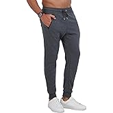 CROWN VOGUE Fleece Mens Joggers with Zipper Pockets, Mens Sweatpants, Workout Sweats for Men S-2XL